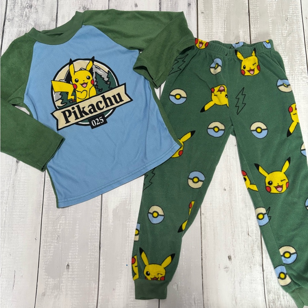 Pokemon Pikachu Kids Pajama Set - Blue and Green